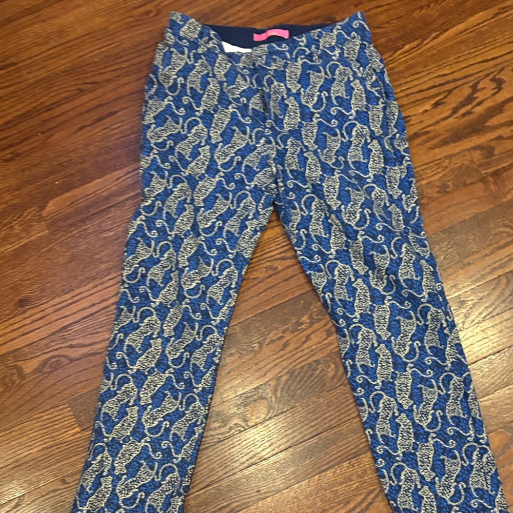 Lilly Pulitzer Blue and White Leopard-Print Leggings